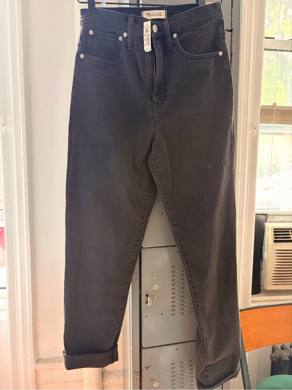 NWT Madewell High Waist Straight Jeans in Black, Sz 27 in Tall